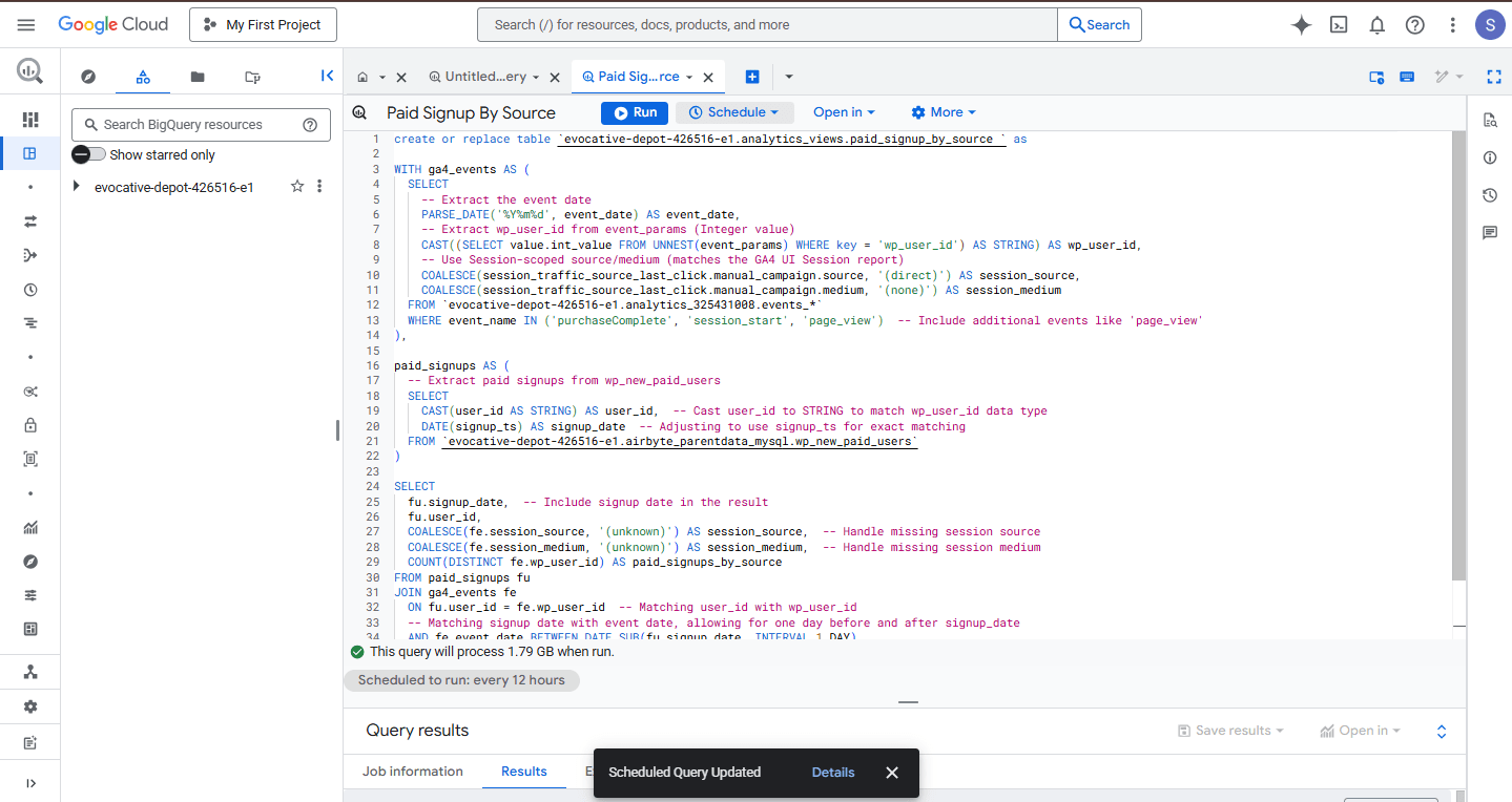 ParentData BigQuery Query