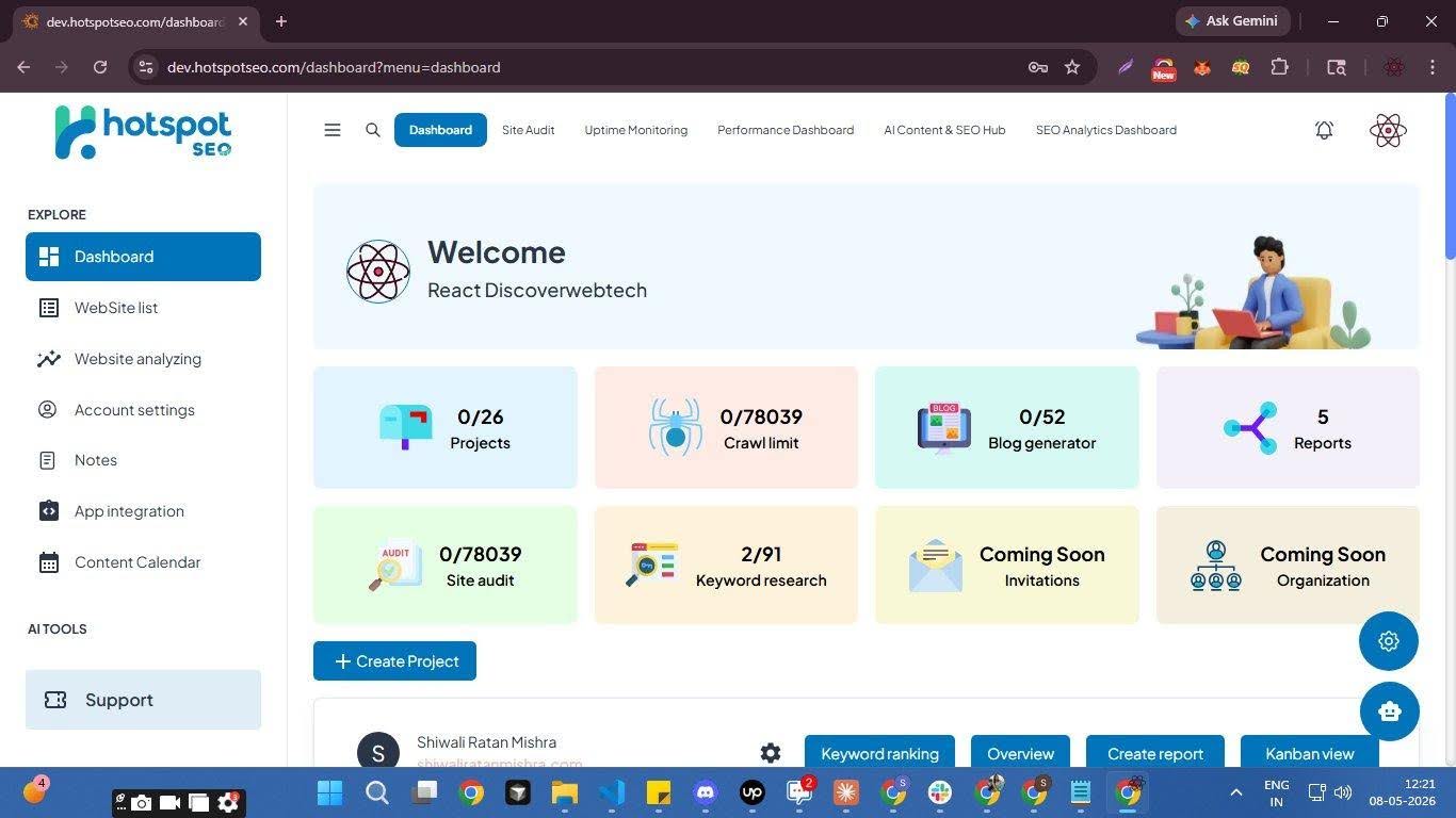 HotSpot SEO unified dashboard — all tools in one place