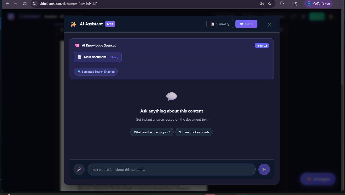 Ask AI structured response — section headers, nested bullets, and source-grounded answers